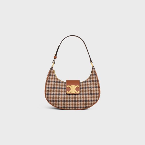 Celine Ava triomphe medium tartan calfskin bag