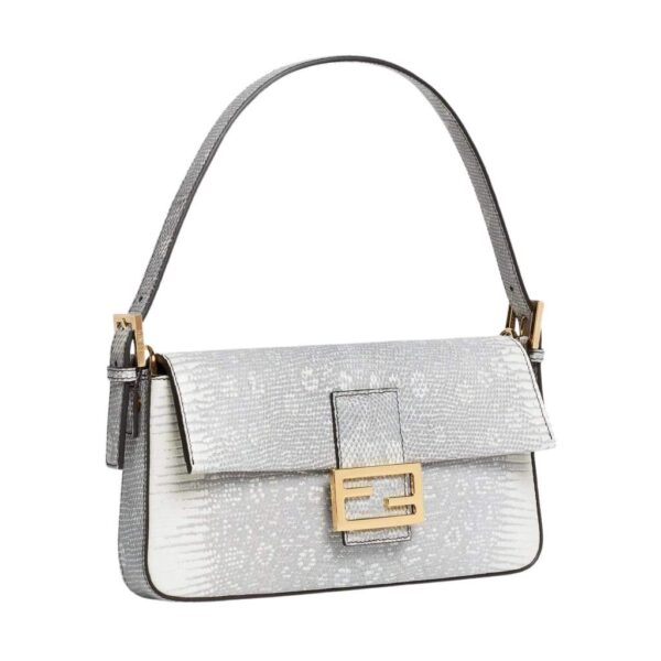 Fendi Baguette 1997 White Lizard Leather Bag - Image 5