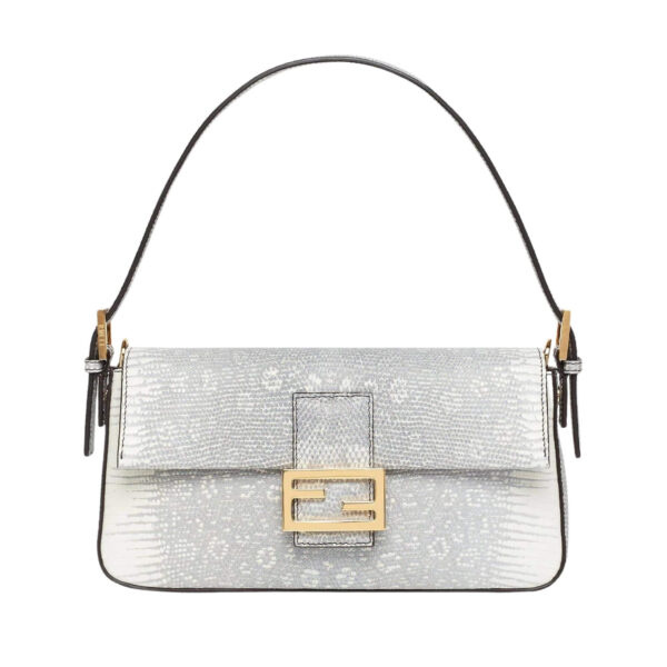 Fendi Baguette 1997 White Lizard Leather Bag - Image 6