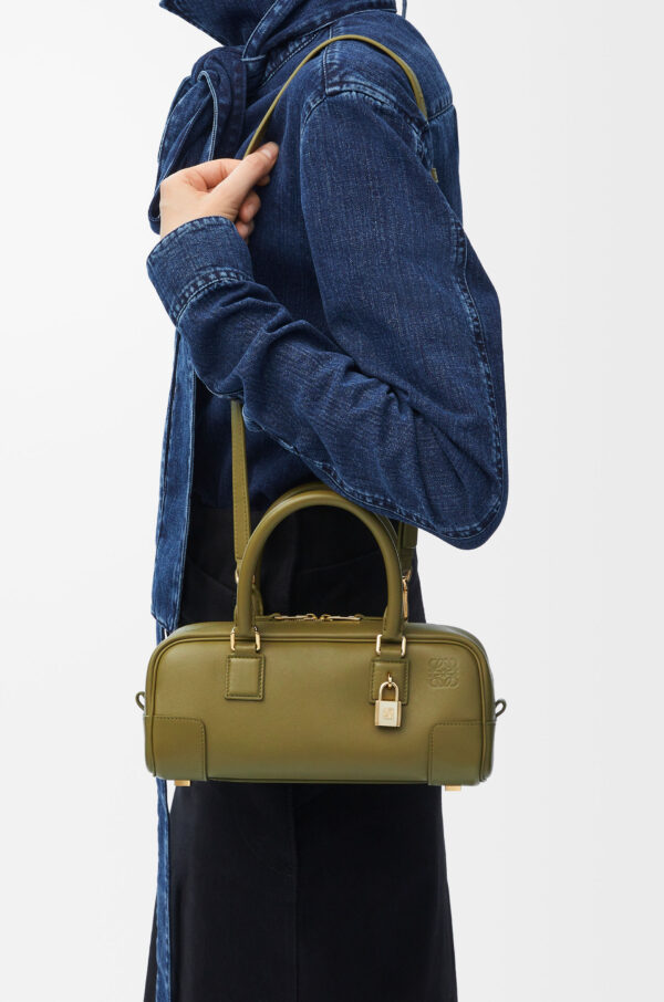 LOEWE Amazona Cropped Bag in Olive Nappa Calfskin - Image 4