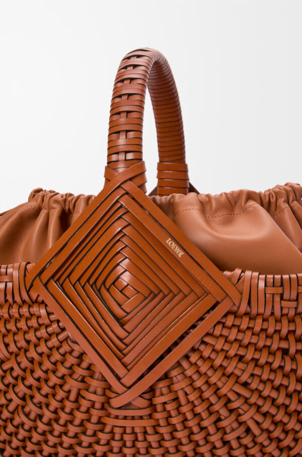LOEWE Diamond Square Basket Bag in Tan Calfskin - Image 4