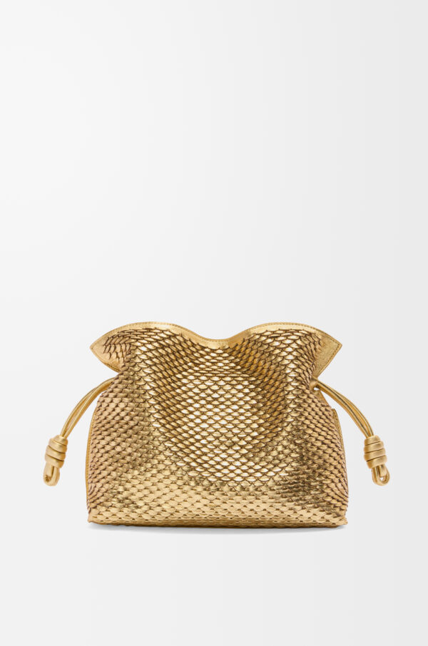 LOEWE Flamenco Clutch in Gold Laminated Lambskin