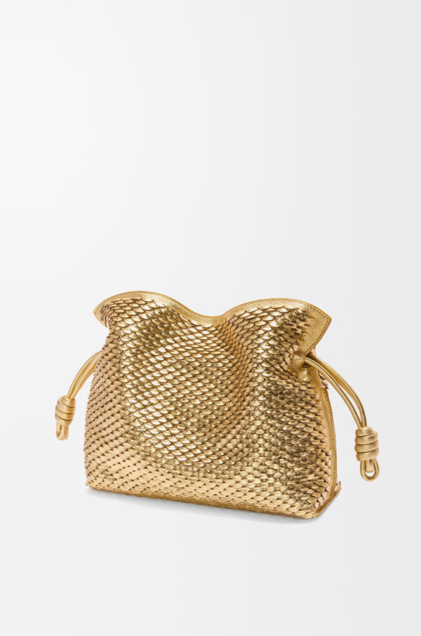 LOEWE Flamenco Clutch in Gold Laminated Lambskin - Image 6