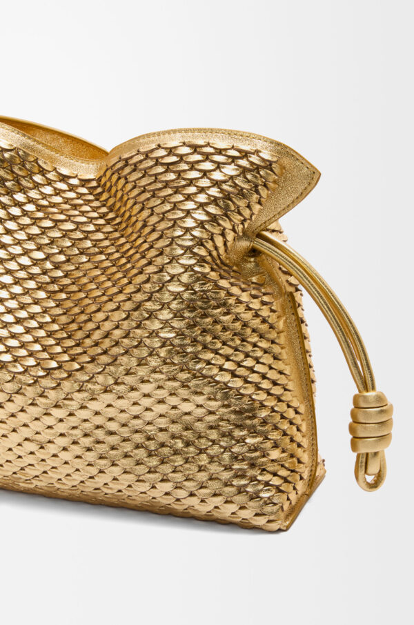 LOEWE Flamenco Clutch in Gold Laminated Lambskin - Image 4