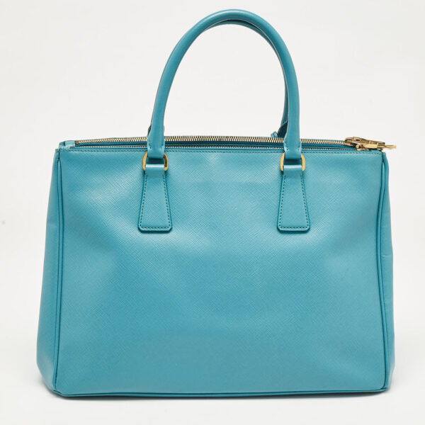 Prada Medium Double Zip Tote in Turquoise Saffiano Leather - Image 3